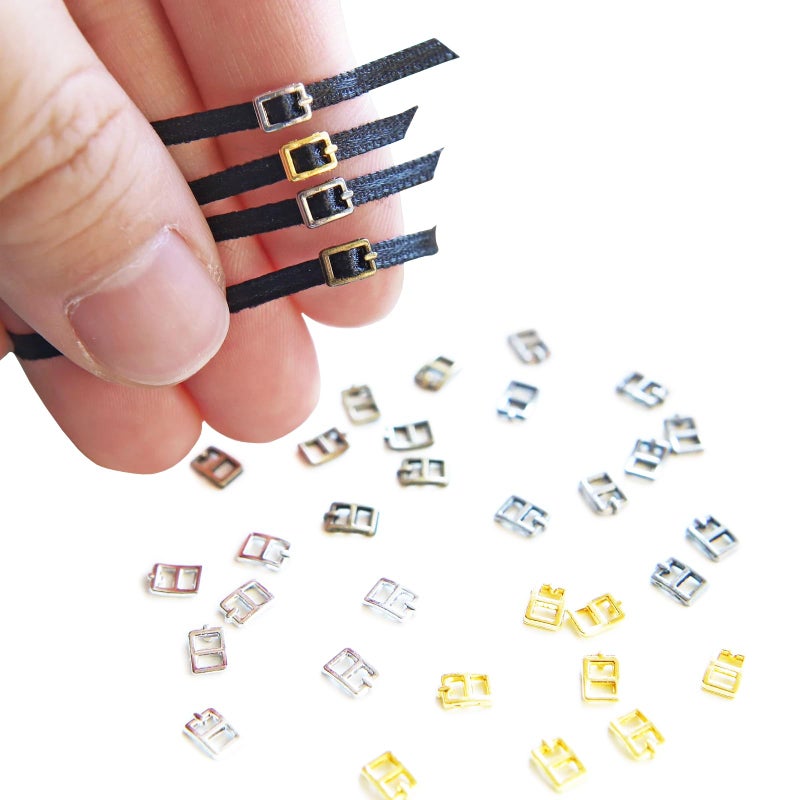 Peachcor 2mm / 0.08'' (Inner Diameter) Super Tiny Buckles, Doll Clothes Buckles, Mini Buckles, in 4 colors, Perfect for Doll Clothes Sewing Projects (20pcs) - Image 1